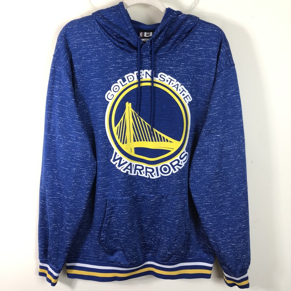 Golden State Warriors NBA Logo Pullover Hoodie Men's Size XL Blue Gold